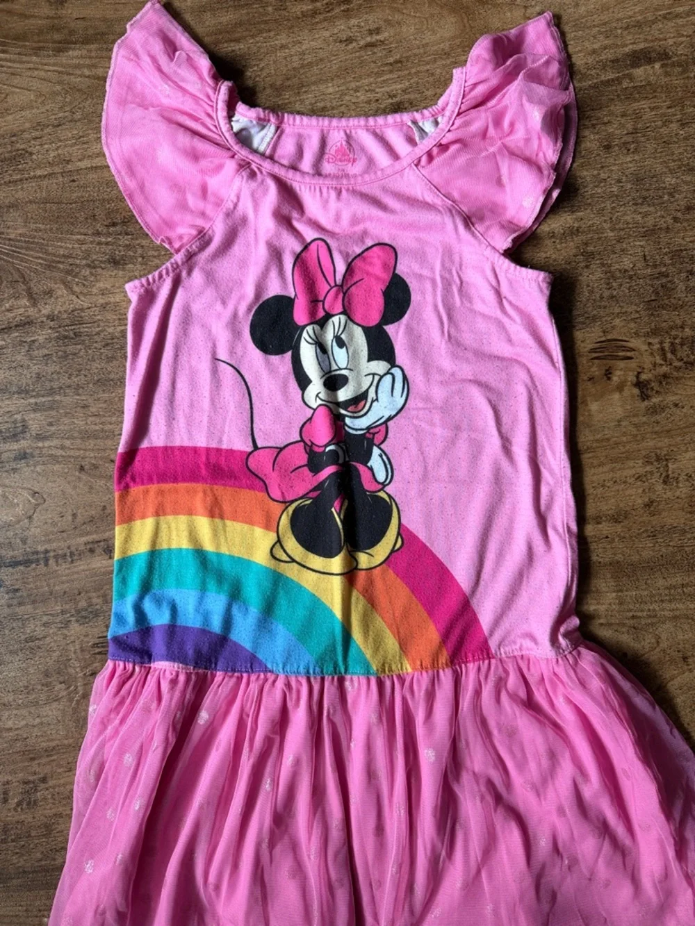 Minnie Mouse Pink Rainbow Tulle Kids Nightgown size 7/8 - Picture 4 of 4